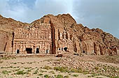 Petra - the sun of the sunset illuminates the magnificent Royal Tombs